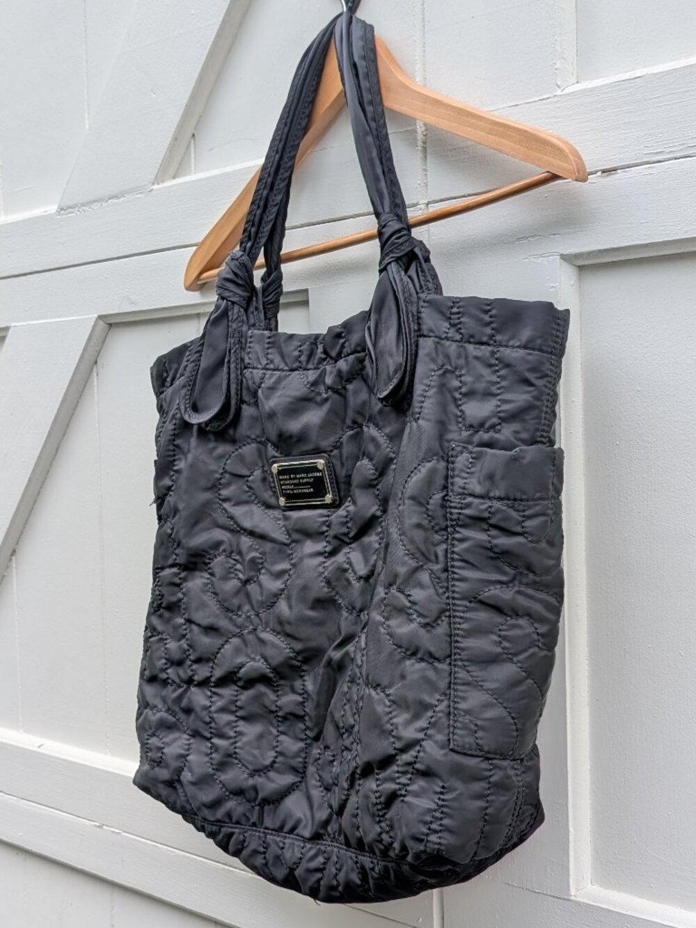 Marc by Marc Jacobs Black Pretty Nylon Quilted Medium Tate Tote Bag